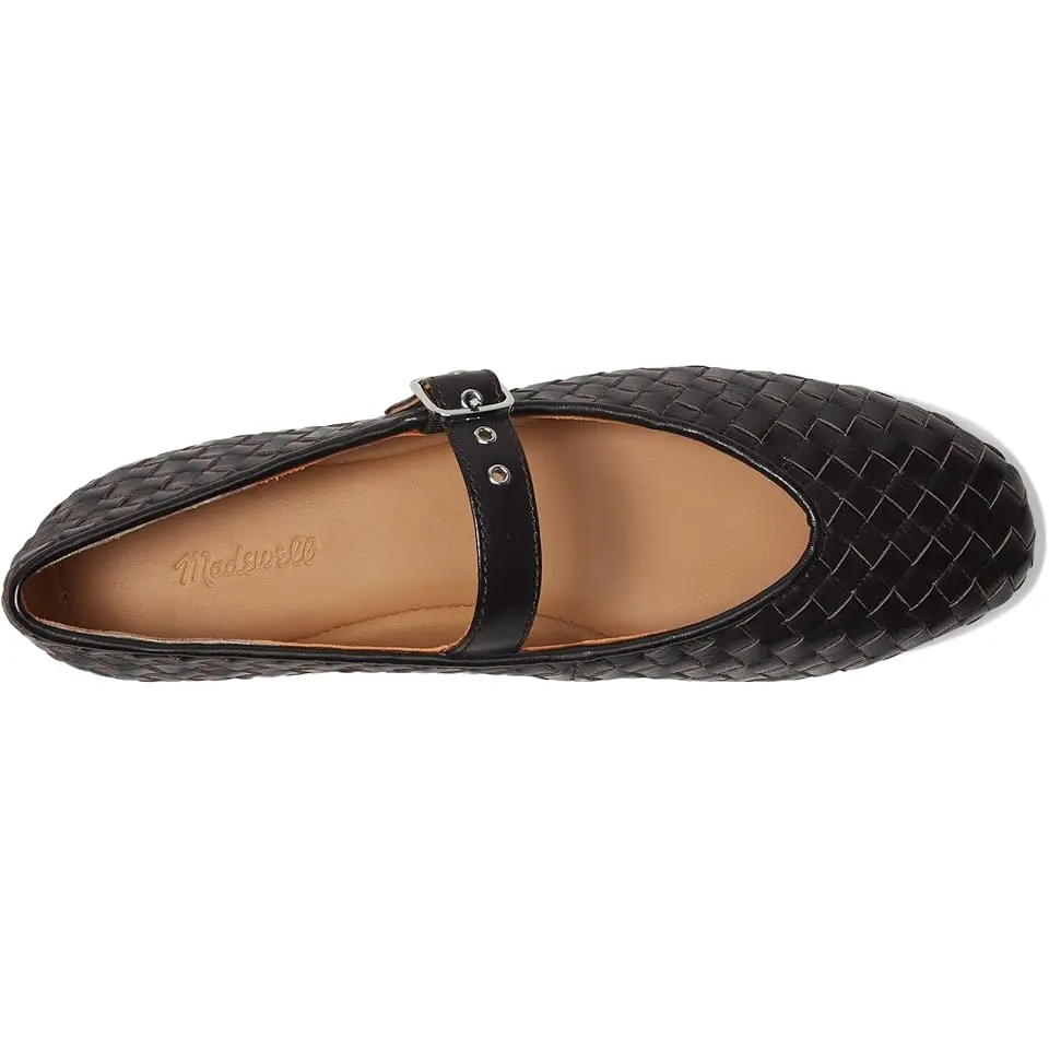 The Remy Mary Jane Flat in Woven Leather