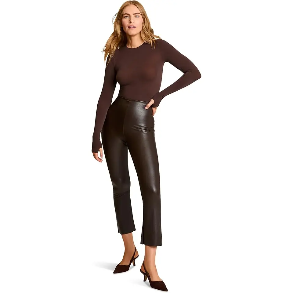 Faux Leather Cropped Flare