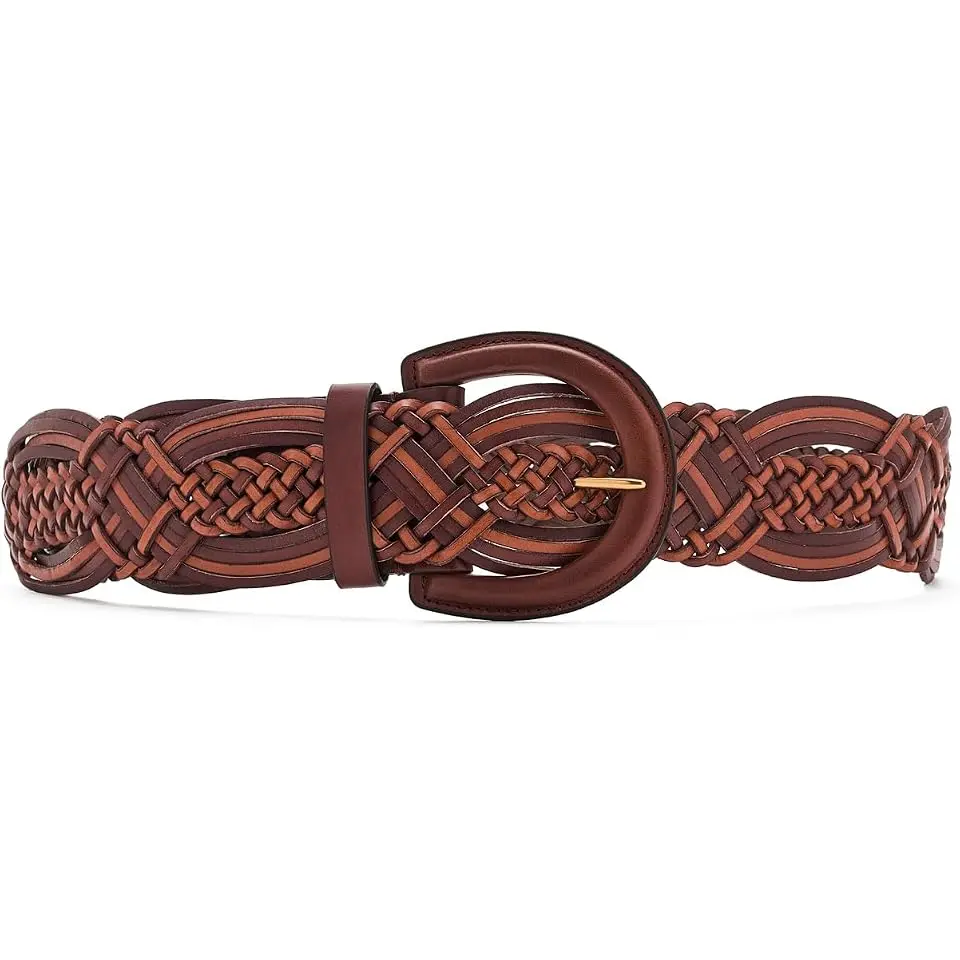 Braided Vachetta Leather Wide Belt
