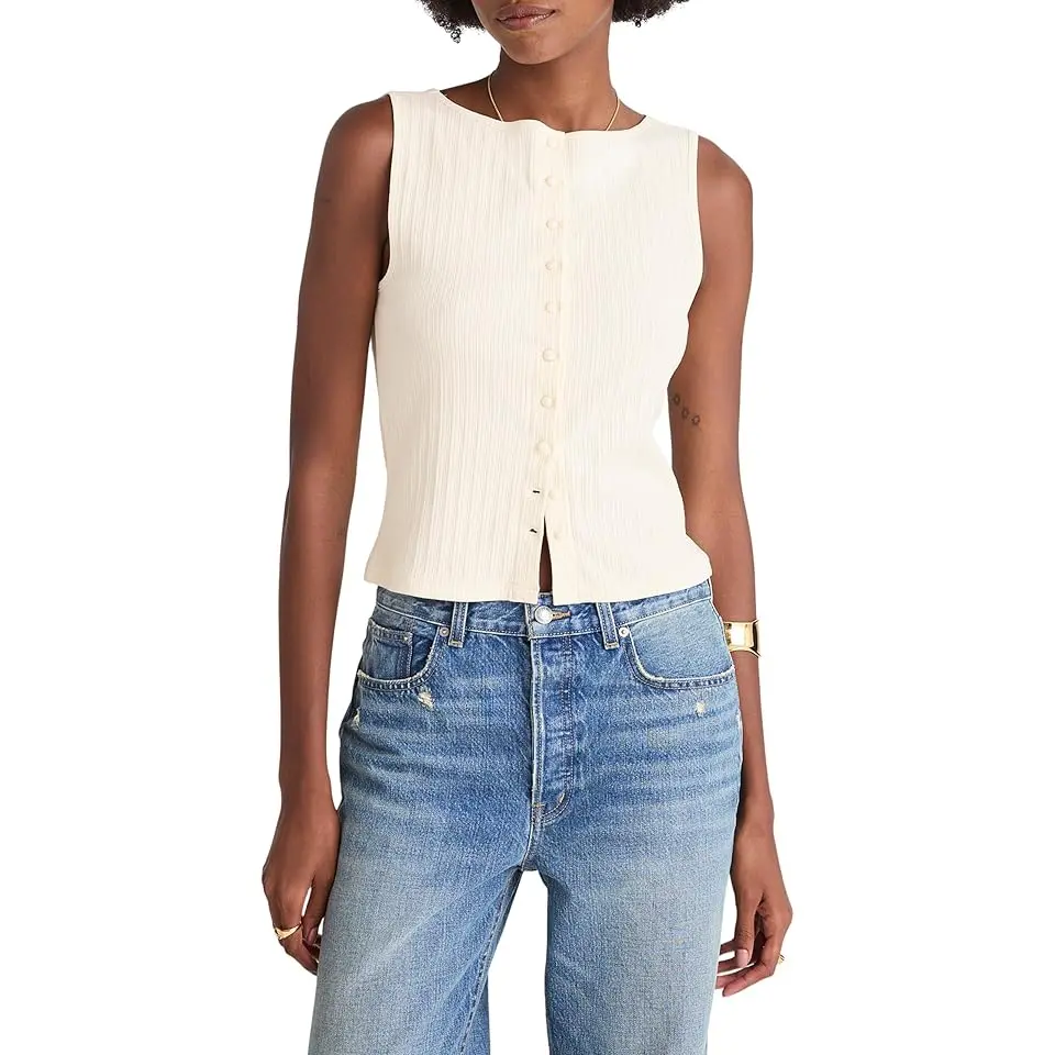 Ribbed Crewneck Shell Top