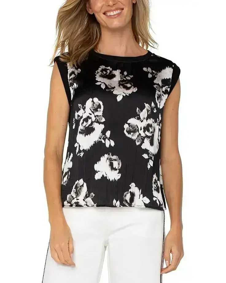 Women's Liverpool Los Angeles Sleeveless Woven To Knit Top