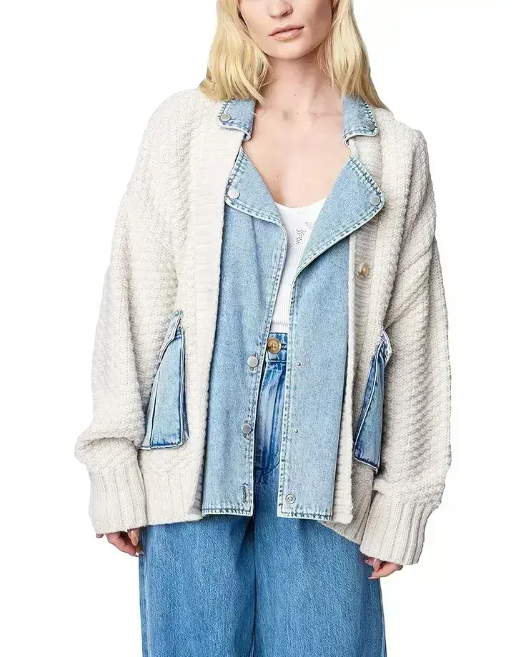 Denim and Knit Cardigan in Last Call