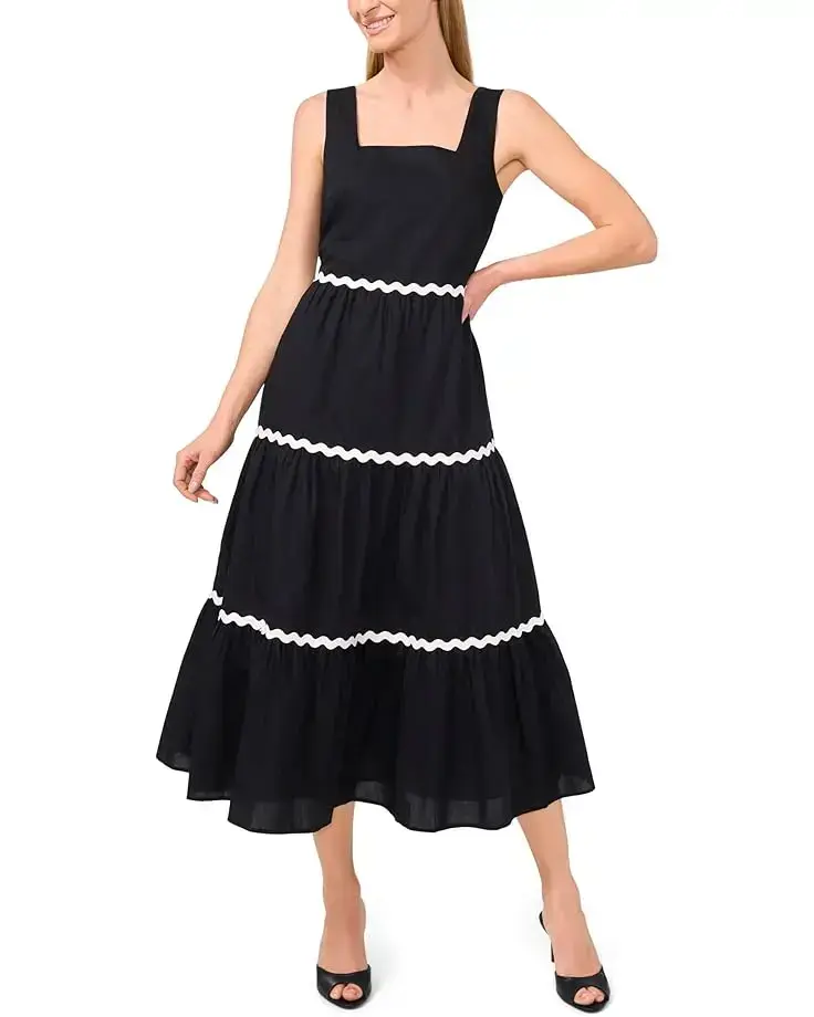 Women's CeCe Trim Square Neck Tiered Maxi