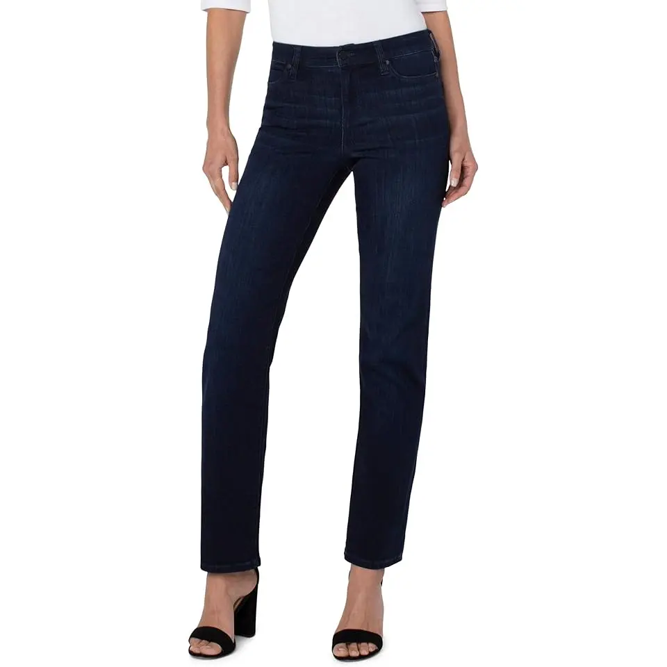 Petite Kennedy Straight Mid-Rise Silky Soft Dual FX Denim