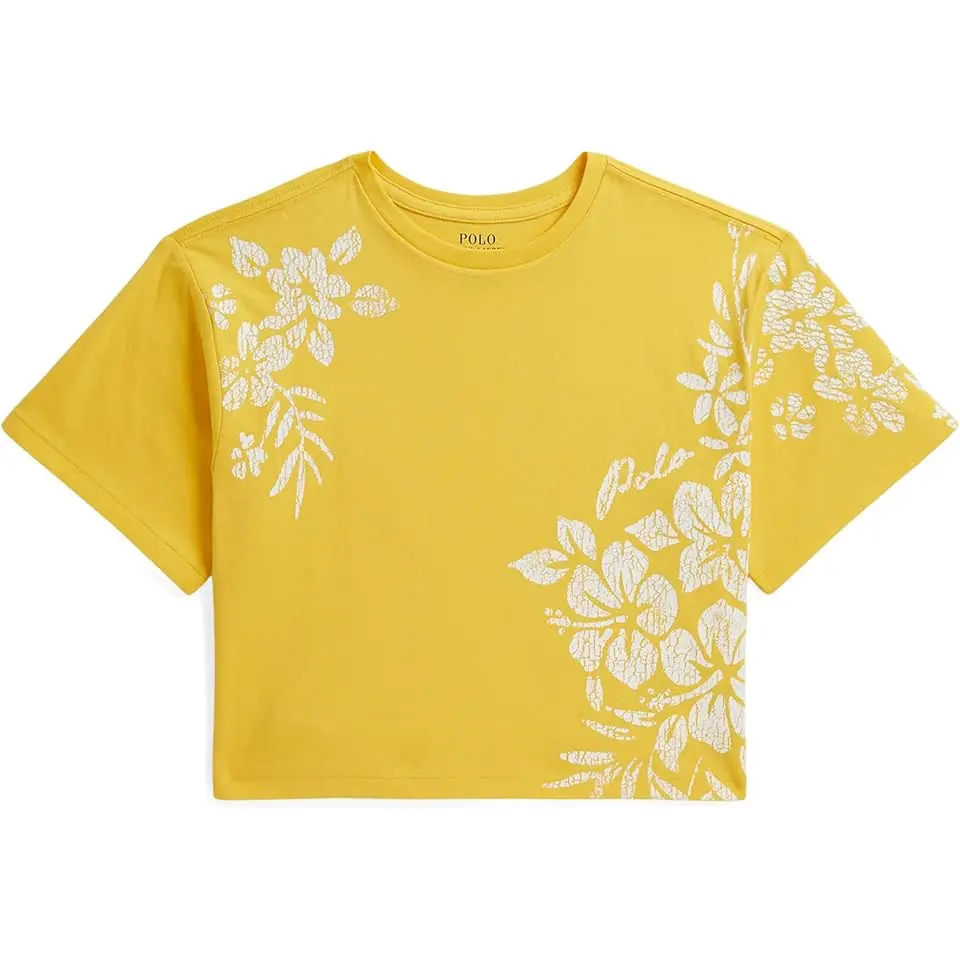Floral-Print Cotton Boxy Tee (Big Kid)