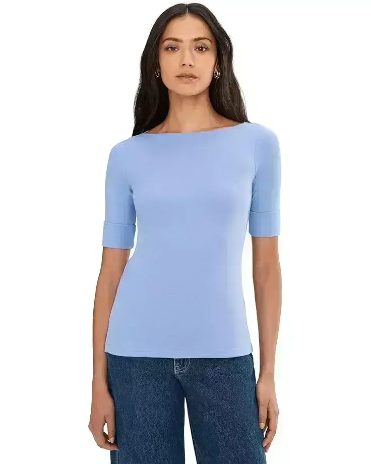 Women's Lauren Ralph Lauren Stretch Cotton Boatneck Tee