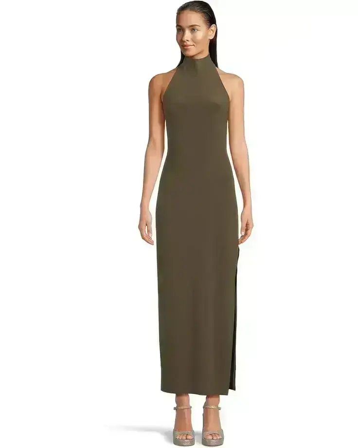 Women's Norma Kamali Halter Turtle Side Slit Gown