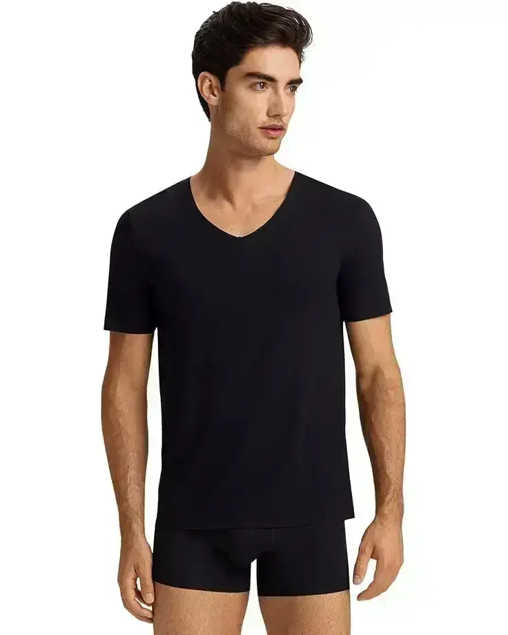 Men's Hanro Hanro Clean Cut Short Sleeve V-neck Shirt