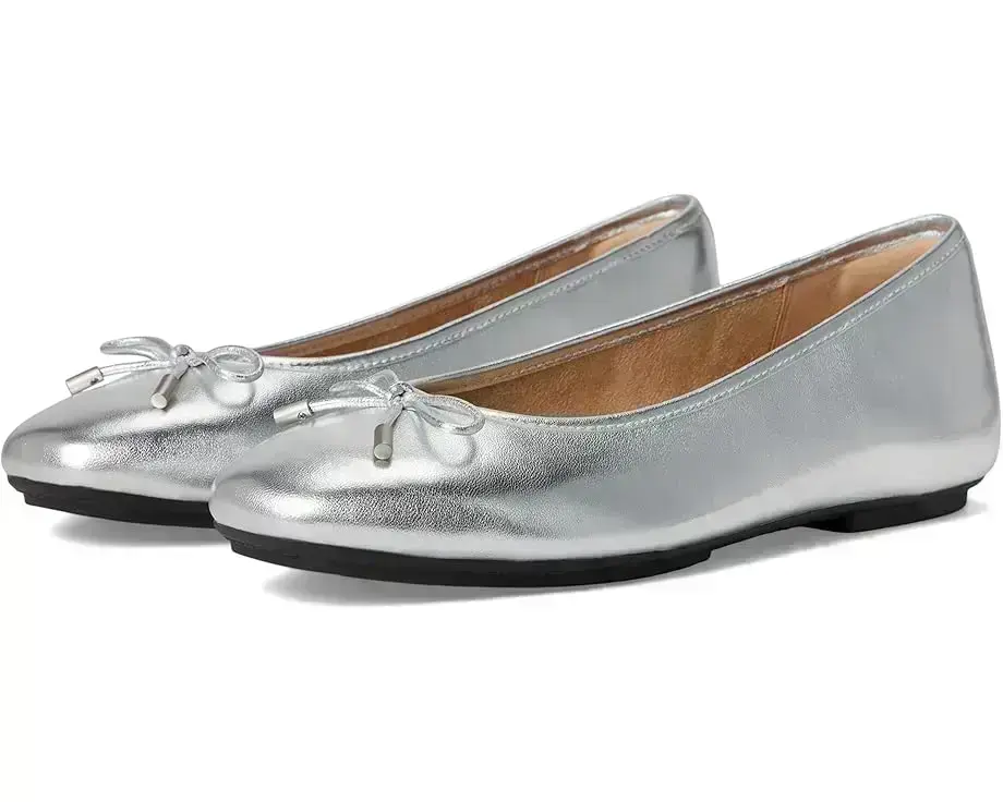 Women's FitFlop Delicato Bow Soft Metallic-Leather Ballet Flats