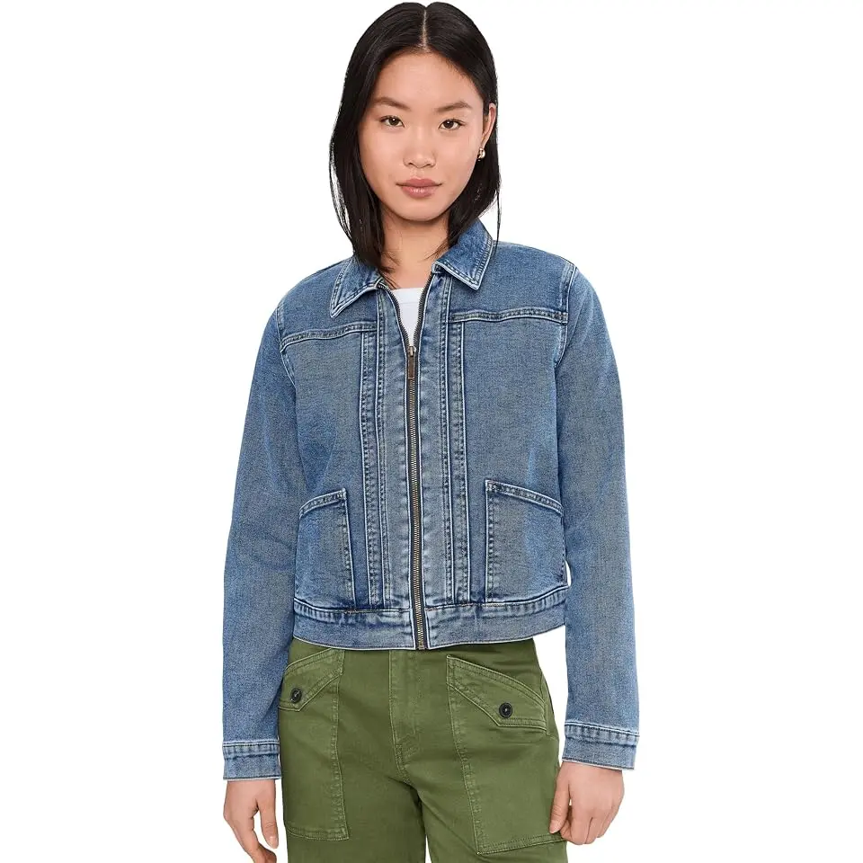 Genevieve Zip Front Jacket With Slant Pockets