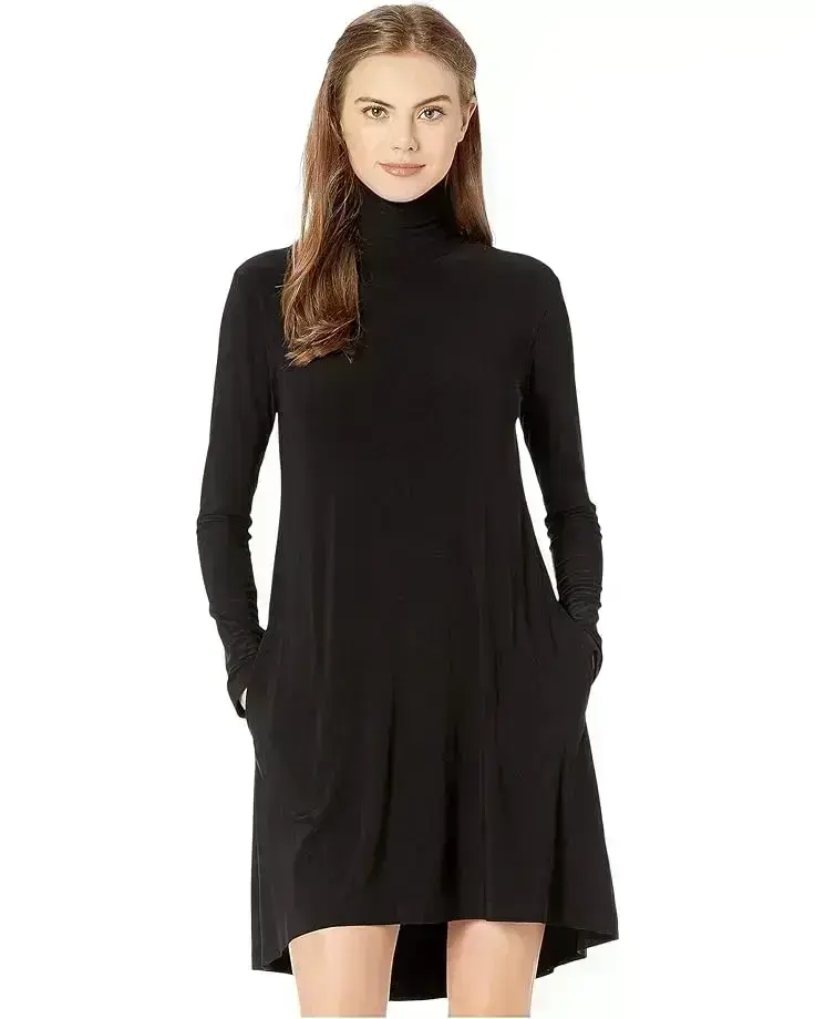 Women's Norma Kamali Long Sleeve Turtle Swing Dress