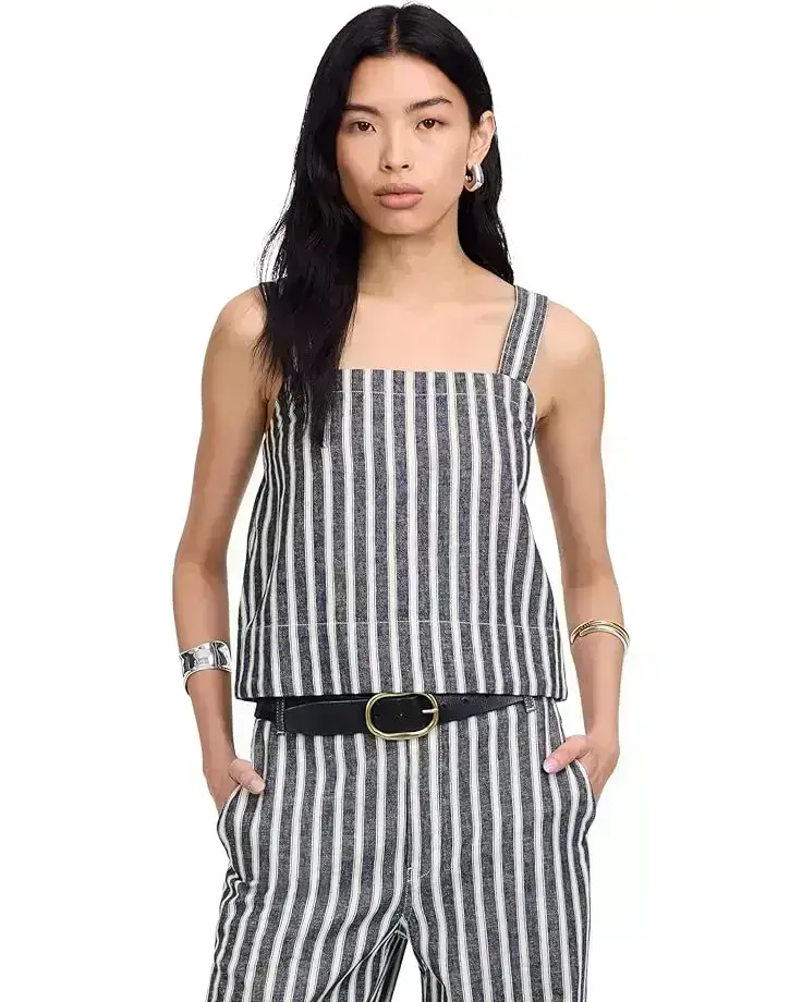 Women's Madewell Shania Top - Striped Twill Linen