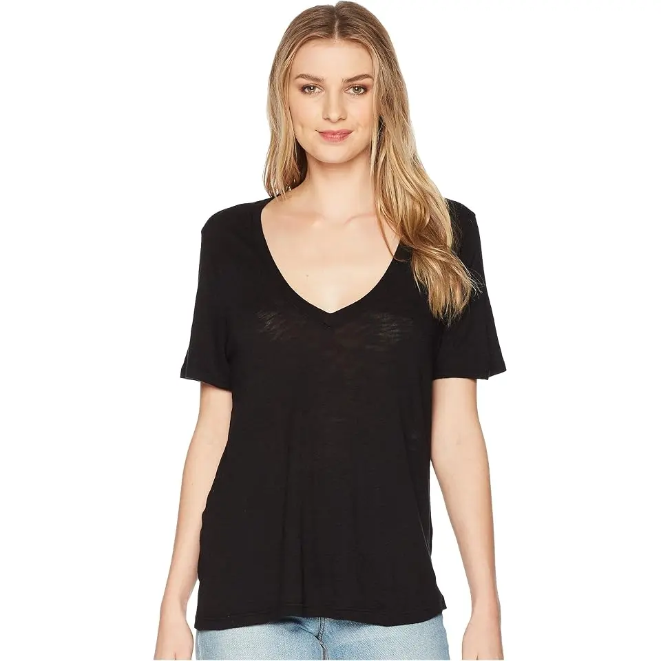Everly Short Sleeve Cotton Modal Slub V-Neck Tee
