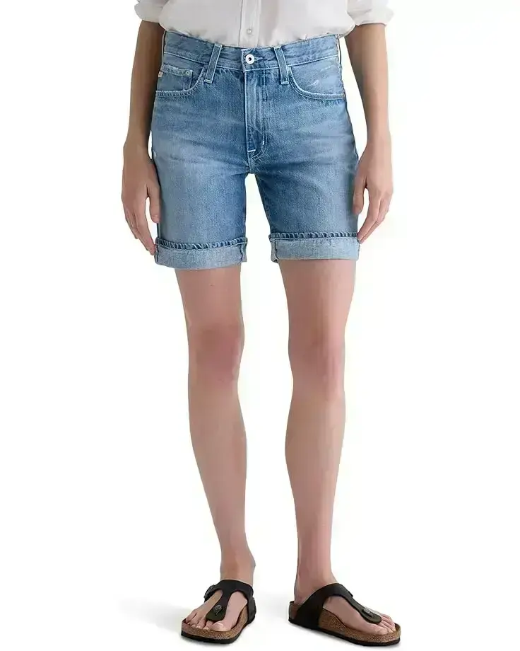 Women's AG Jeans Ex-Boyfriend Mid-Rise Slouchy Shorts in 17 Years Divergent