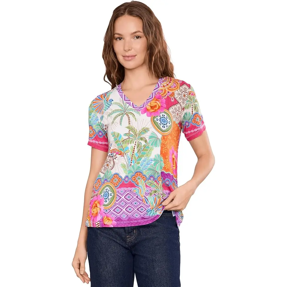 The Janie Favorite Short Sleeve V-Neck Swing Tee