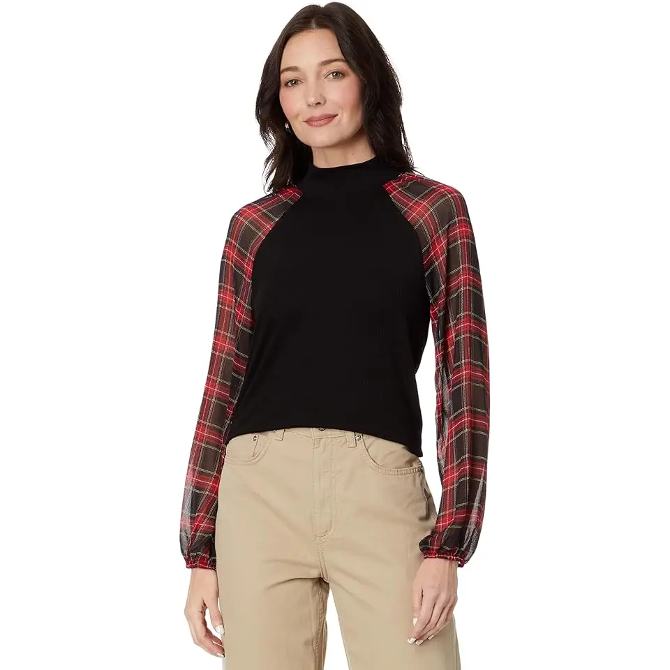 Long Sleeve Mixed Media Top