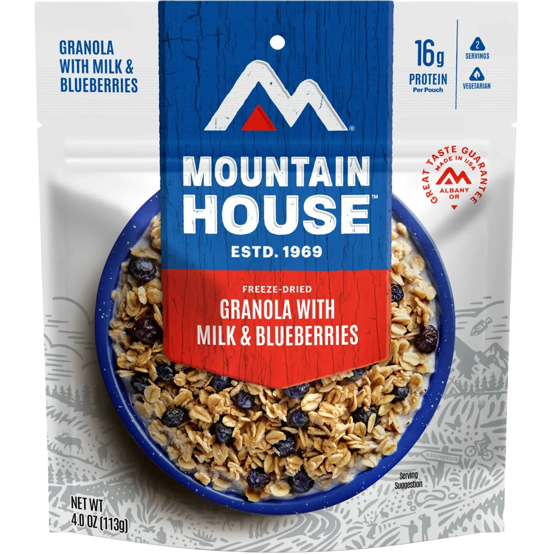 Granola with Milk & Blueberries (2 Servings)