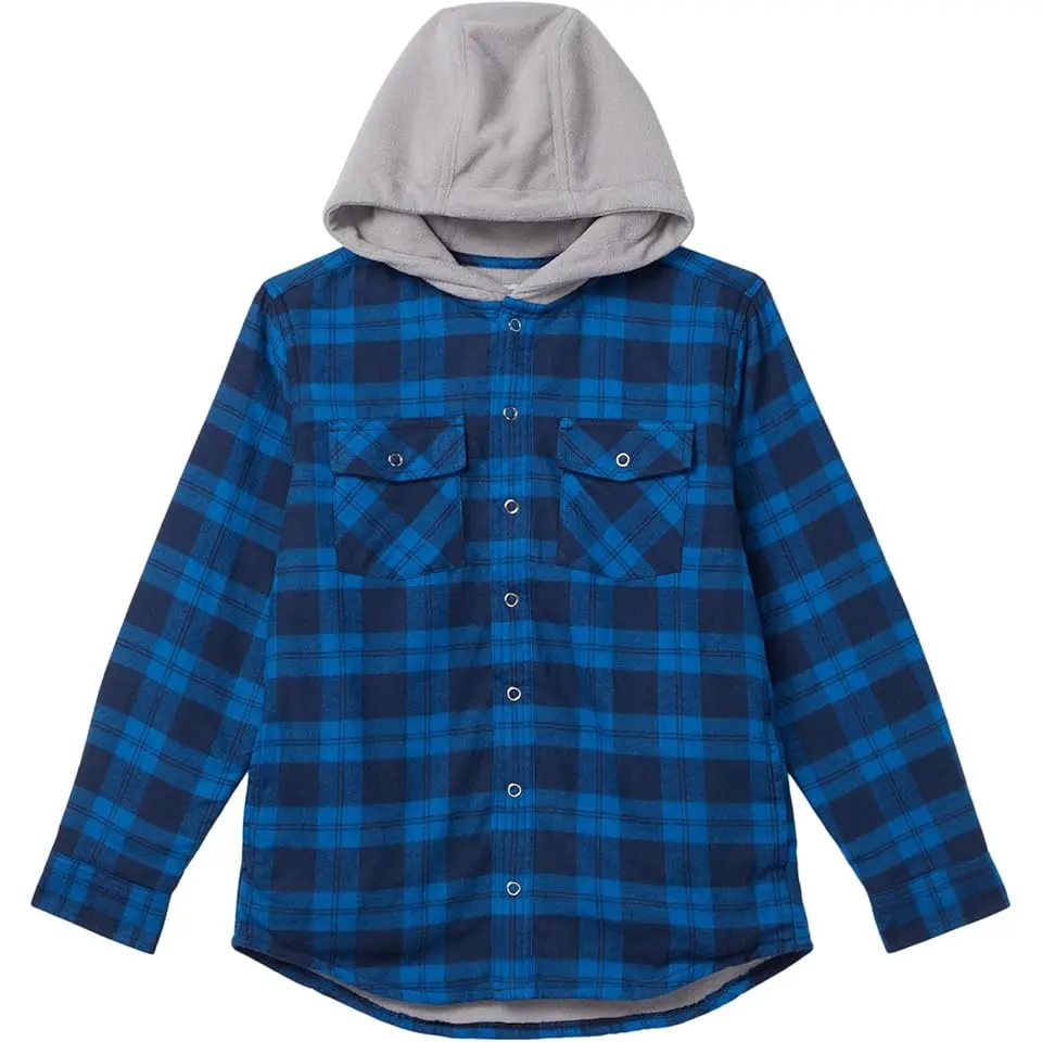 Fleece Lined Flannel Shirt Hooded Plaid (Big Kid)