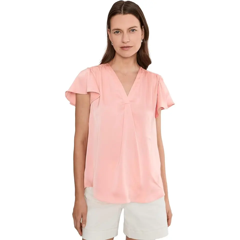 V-Neck Flutter Sleeve Top