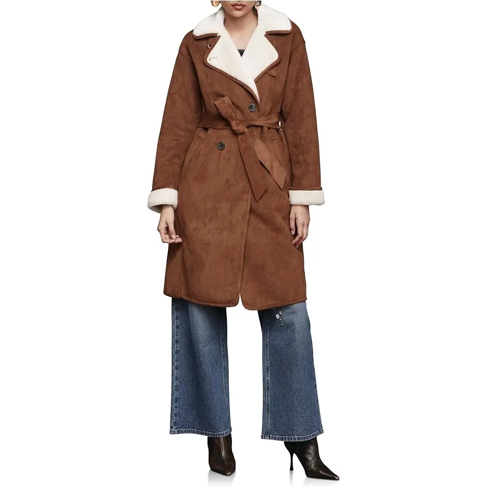 Faux Shearling Belted Coat