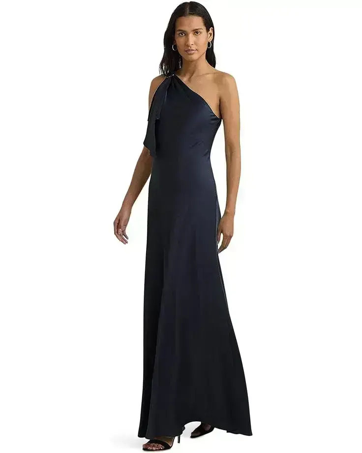 Women's Lauren Ralph Lauren Satin Charmeuse One-Shoulder Gown