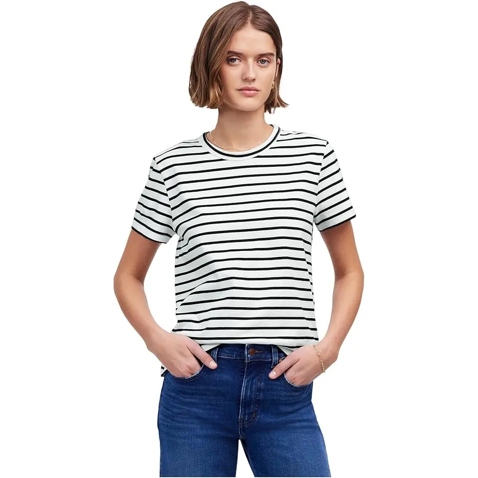 Cotton Perfect Crewneck Tee Stripe