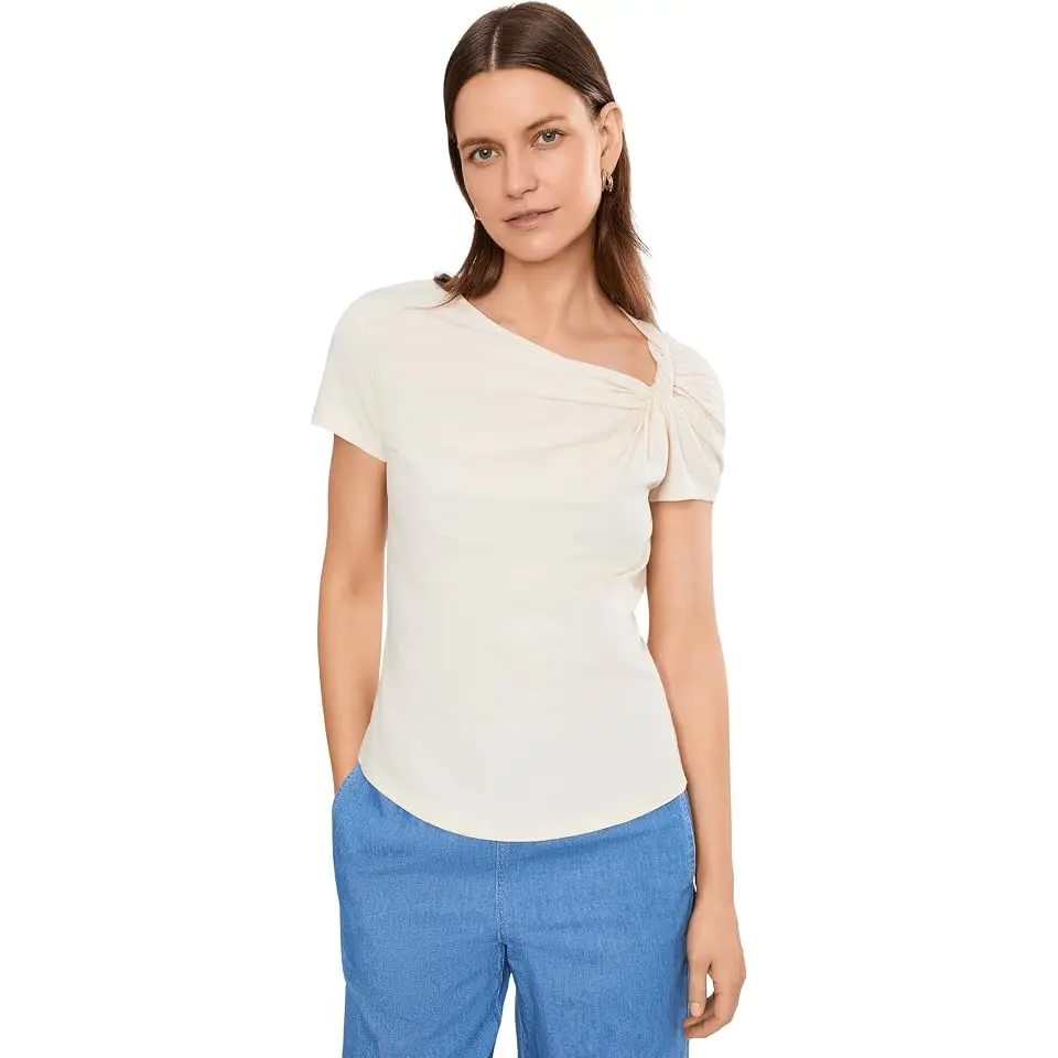 Twist-Neck Cotton Jersey Tee