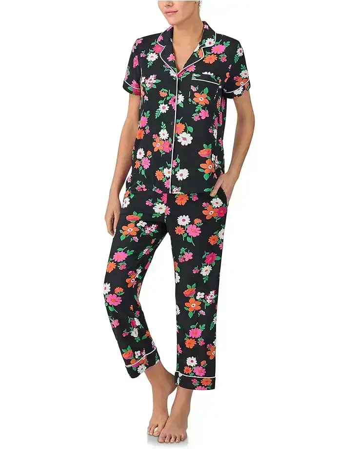 Women's Kate Spade New York Short Sleeve Knit Cropped PJ Set