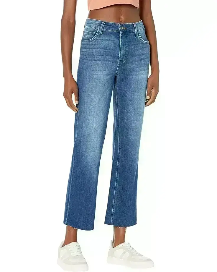 Women's KUT from the Kloth Kelsey High-Rise Fab AB Ankle Flare Inset Leg in Royal