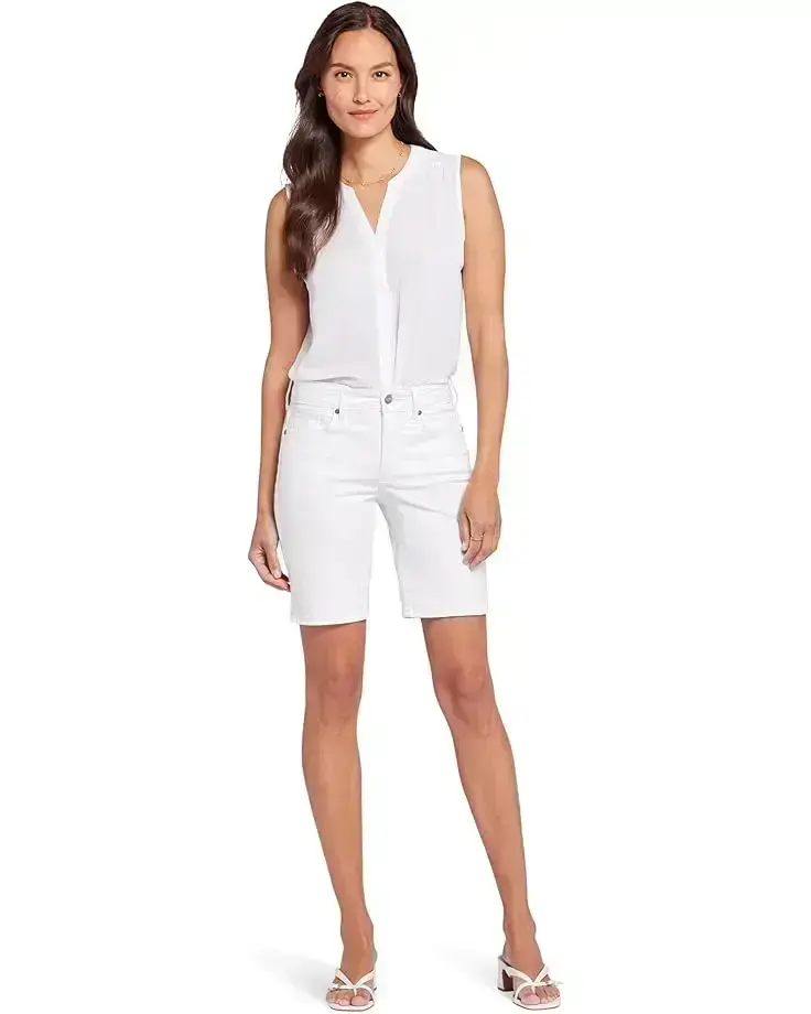 Women's NYDJ Petite Ella Shorts with Sideseam Slits in Optic White