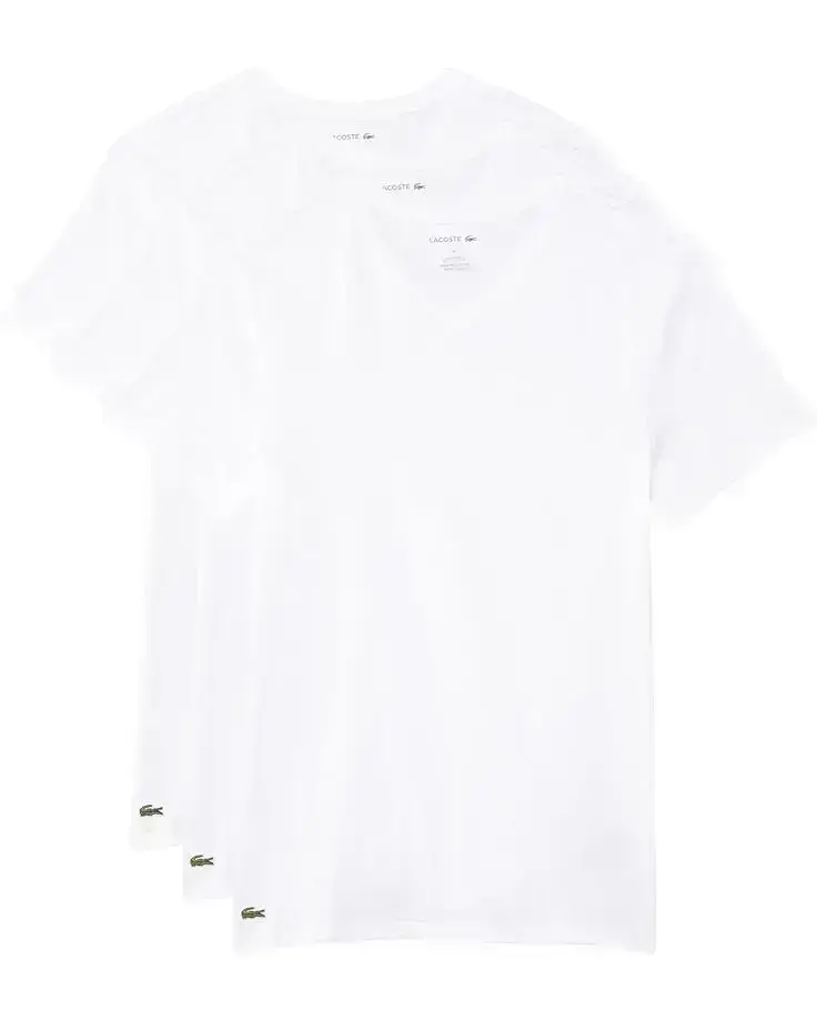 Men's Lacoste 100% Cotton Slim Fit V-Neck T-Shirt 3-Pack
