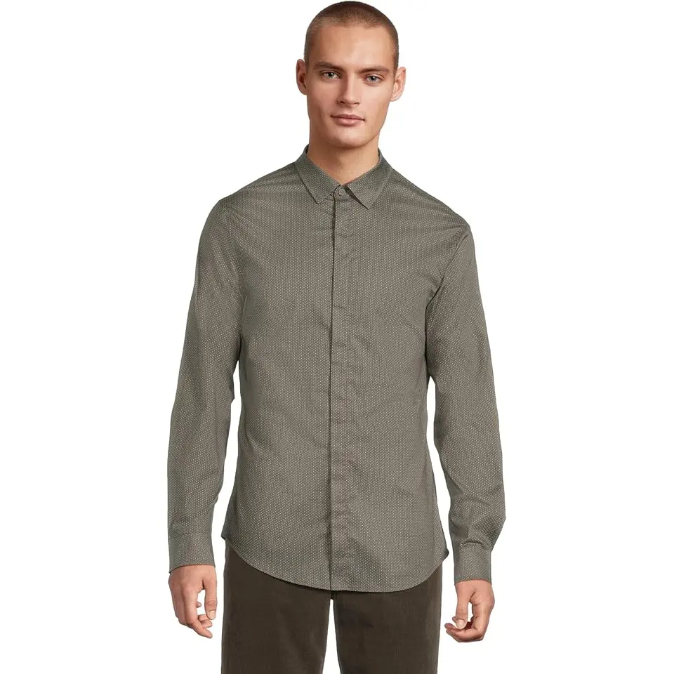 Slim Fit All Over Print Stretch Cotton Button Down