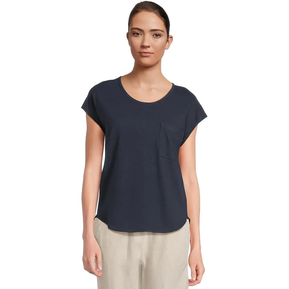 Cotton Linen Tee Scoop Neck