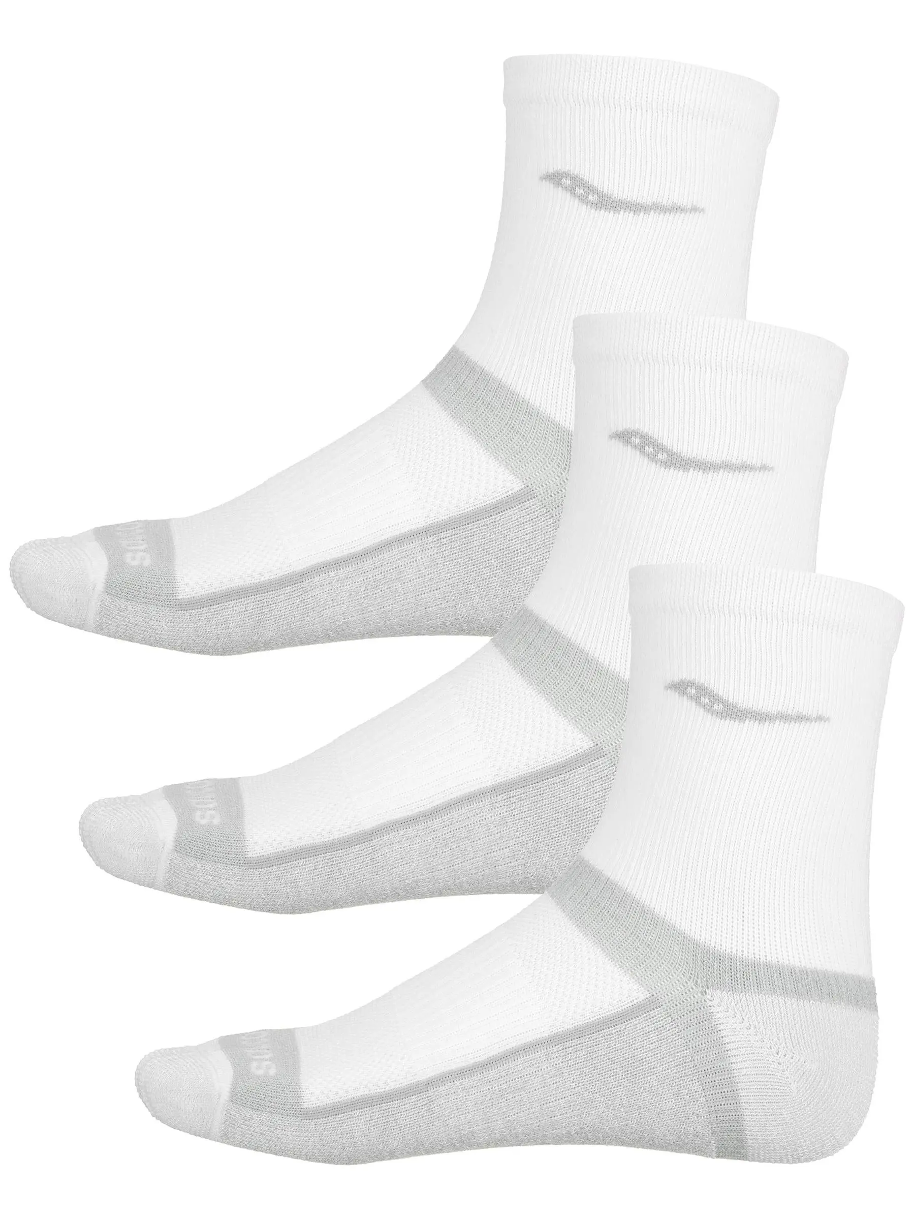 Saucony Inferno Cushion Mid-Crew Socks 3-Pack White