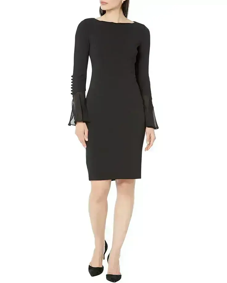 Women's Calvin Klein Chiffon Bell Sleeve Sheath Dress