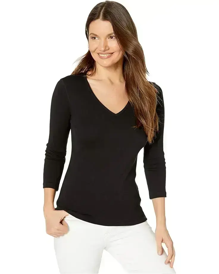 Women's Lilla P 1x1 Rib 3/4 Sleeve V-Neck Top