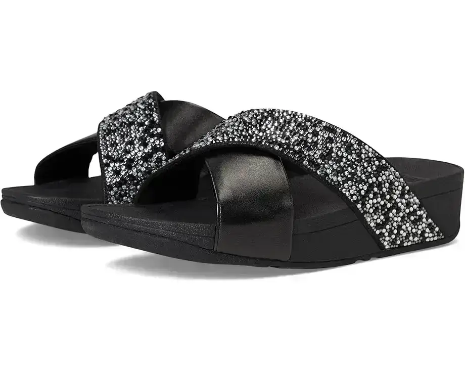 Women's FitFlop Lulu Crystal-Mix Metallic Cross Slides