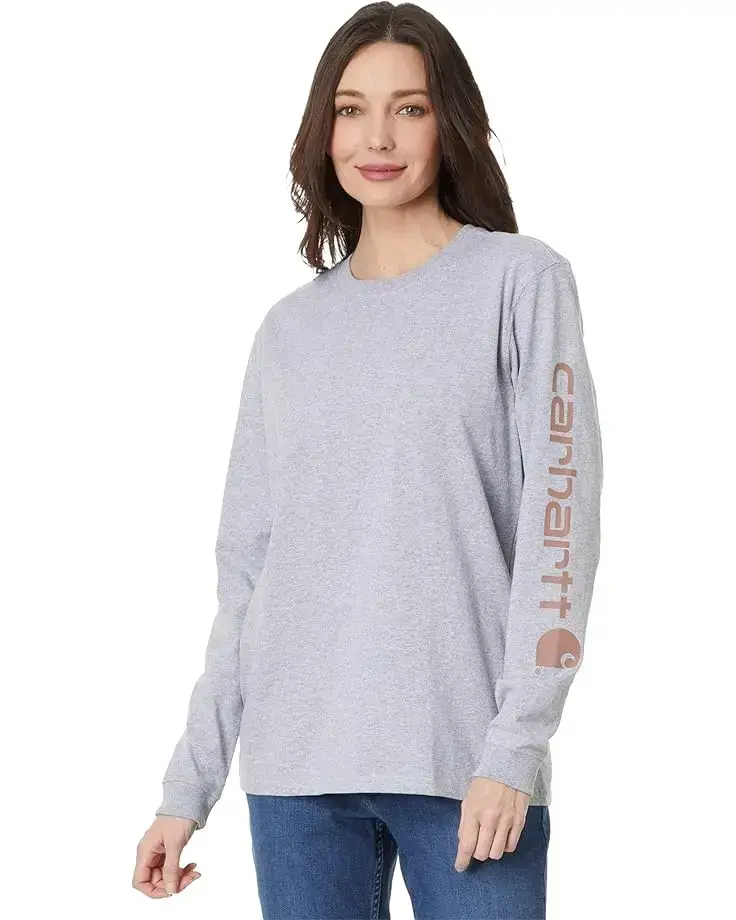 Women's Carhartt Loose Fit Heavyweight Long Sleeve Logo Sleeve T-Shirt