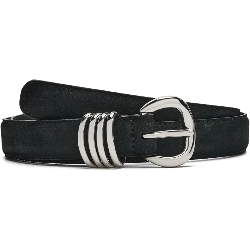Metal Keeper Belt in Suede