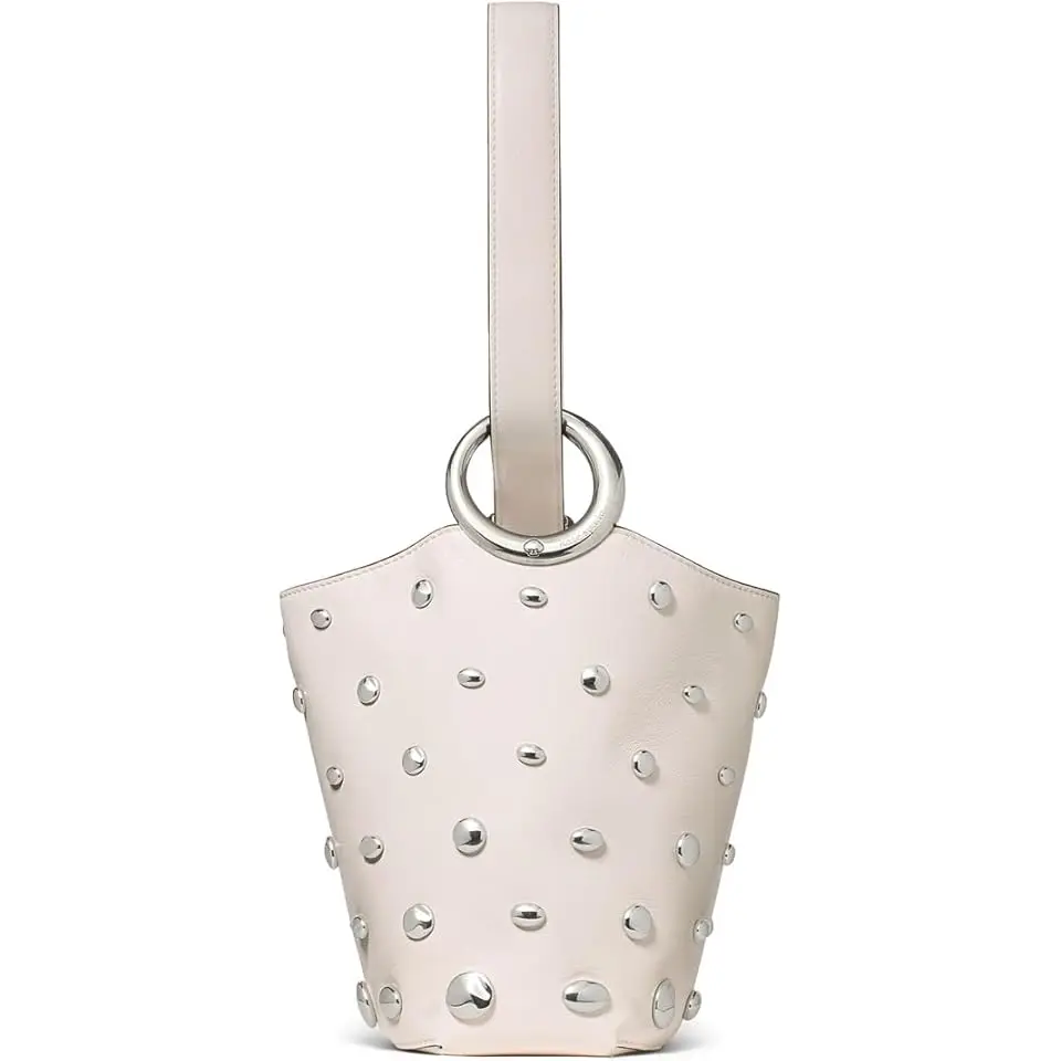 Halo Studded Fine Grain Leather Mini Bucket