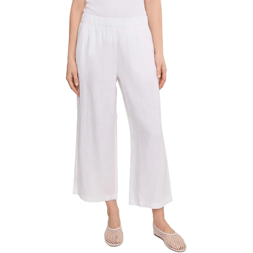 Petite Organic Linen Ankle Wide Pants