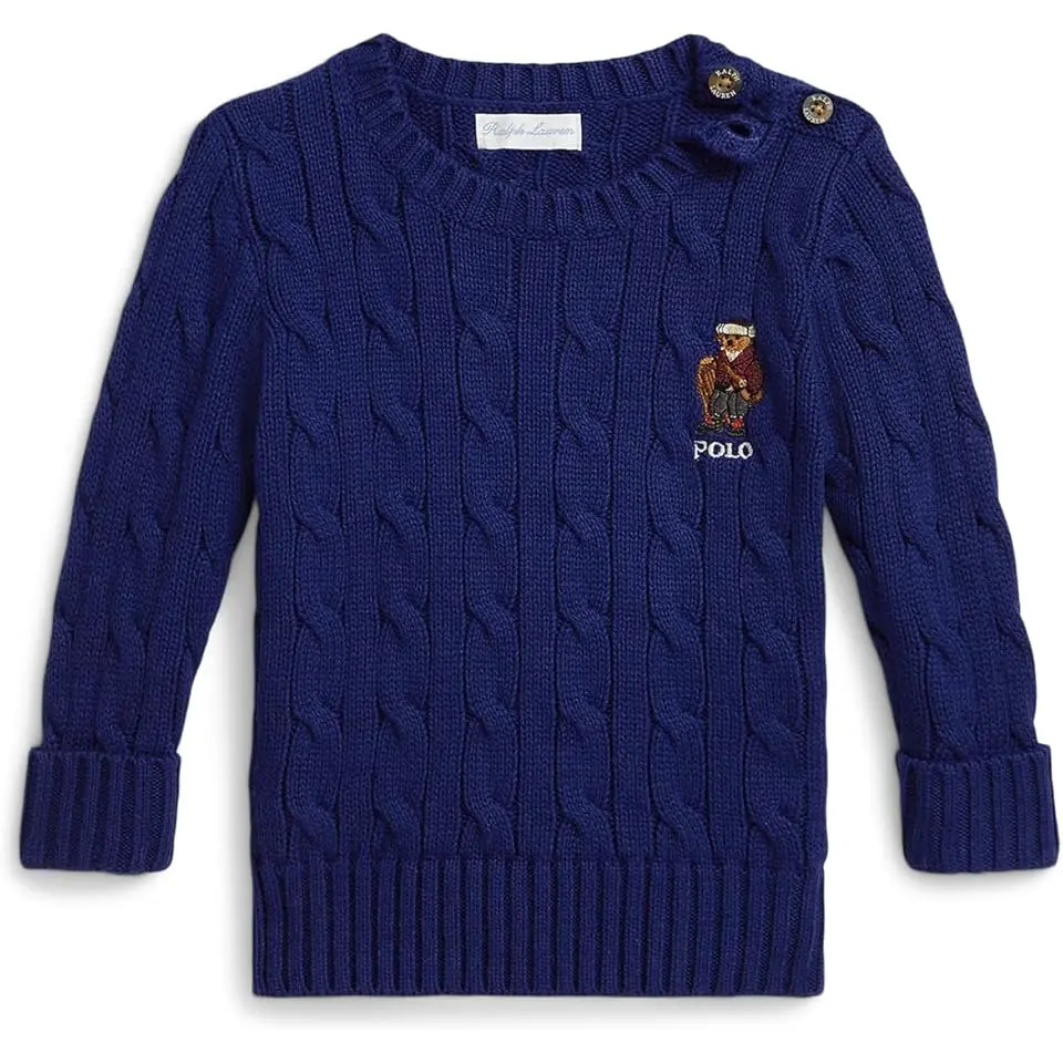 Polo Bear Cable-Knit Cotton Sweater (Infant)