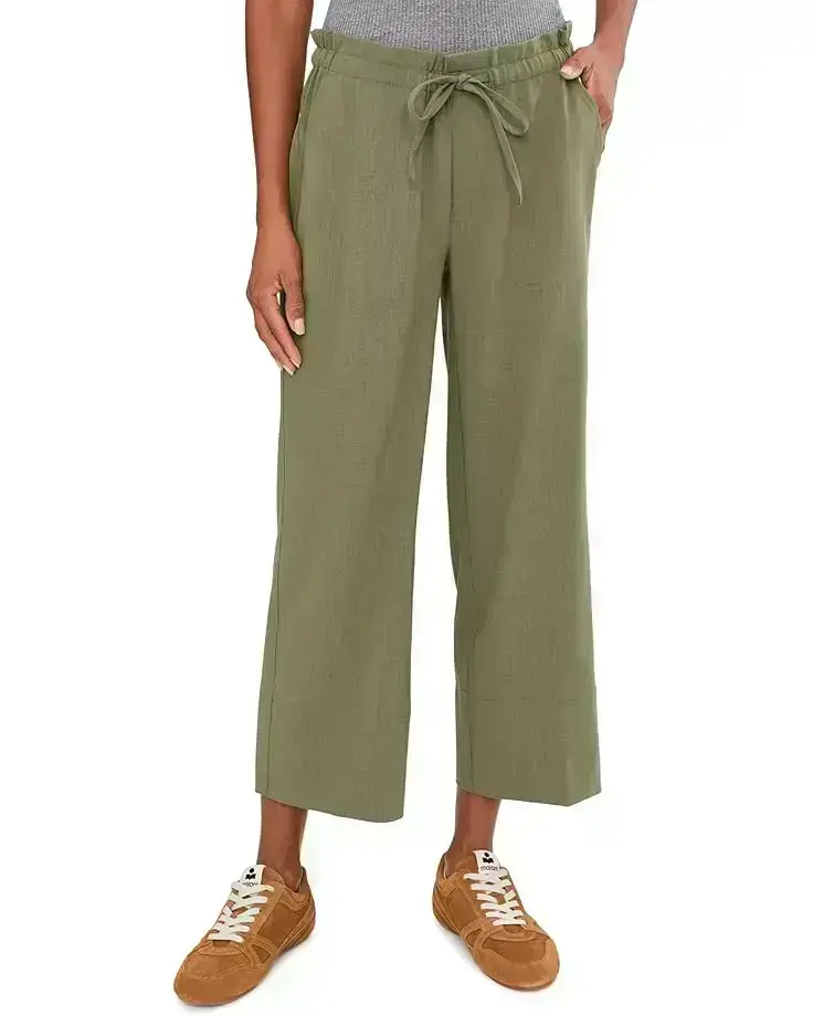 Women's Liverpool Los Angeles Mid-Rise Pull-On Tie Waist Wide Leg Ankle Pant 26"