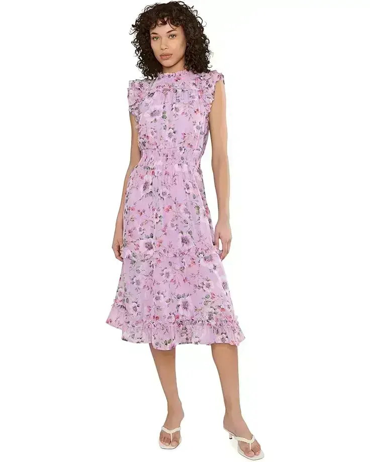 Women's CeCe Flutter Sleeve Smocked Waist Midi Dress