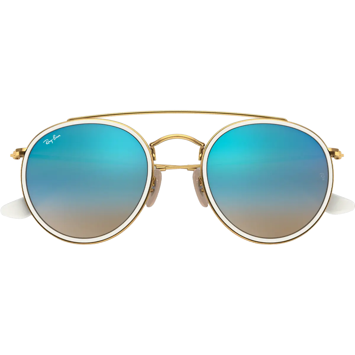 Round Double Bridge - Polished Gold/Blue Flash