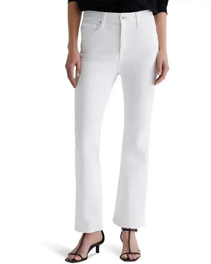 Women's AG Jeans Farrah Mid-Rise Crop Boot Jeans in Gallery White