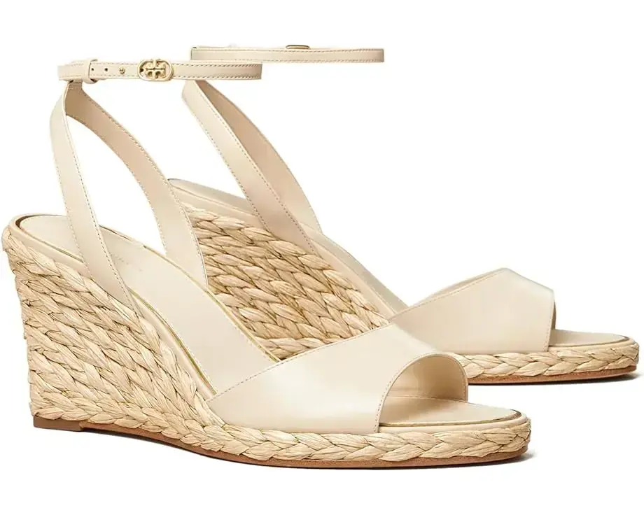 Women's Tory Burch Raffia Sandal Wedge 80mm