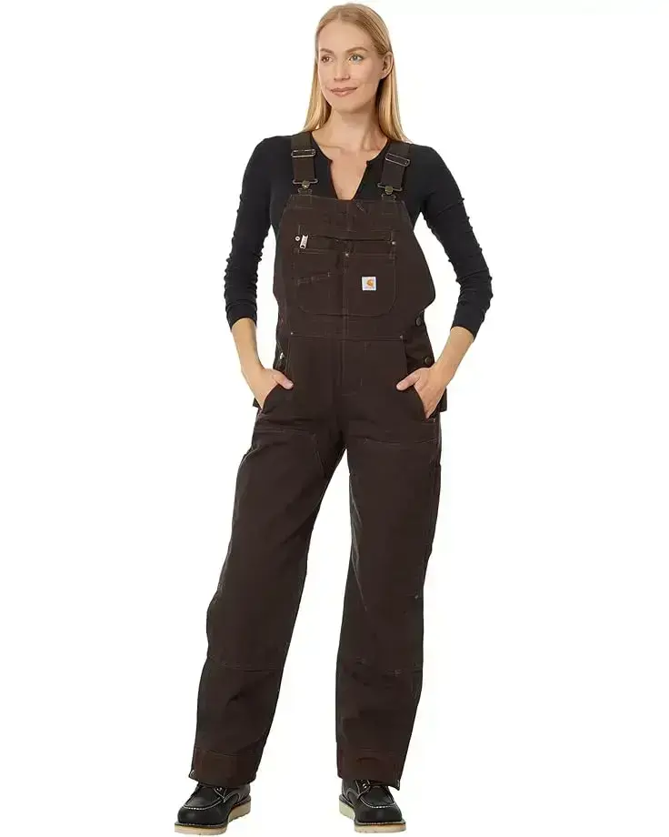 Women's Carhartt Quilt-Lined Washed Duck Bib Overalls
