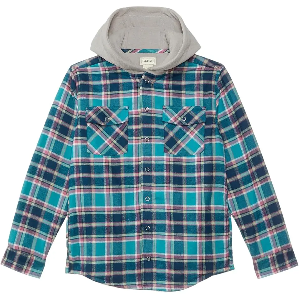 Kid's Fleece-Lined Flannel Shirt, Hooded Plaid