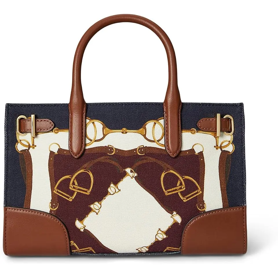 Belting-Print Small Devyn Tote Bag
